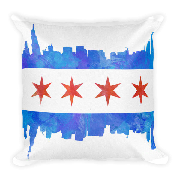 Chicago Flag Skyline Pillow I Miss Chicago