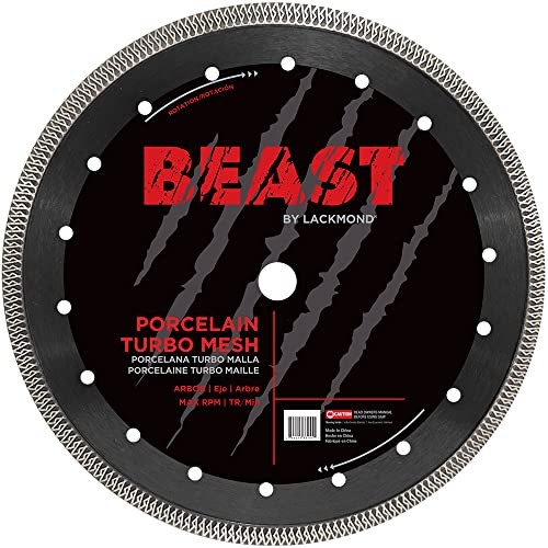 Lackmond Beast Pro 7" Wet/Dry Porcelain Turbo Mesh Saw Blade - 7" Tile Cutting Tool with Quick Cooling Mesh Rim & 7/8" - 20mm - 5/8" Arbor - BPM7