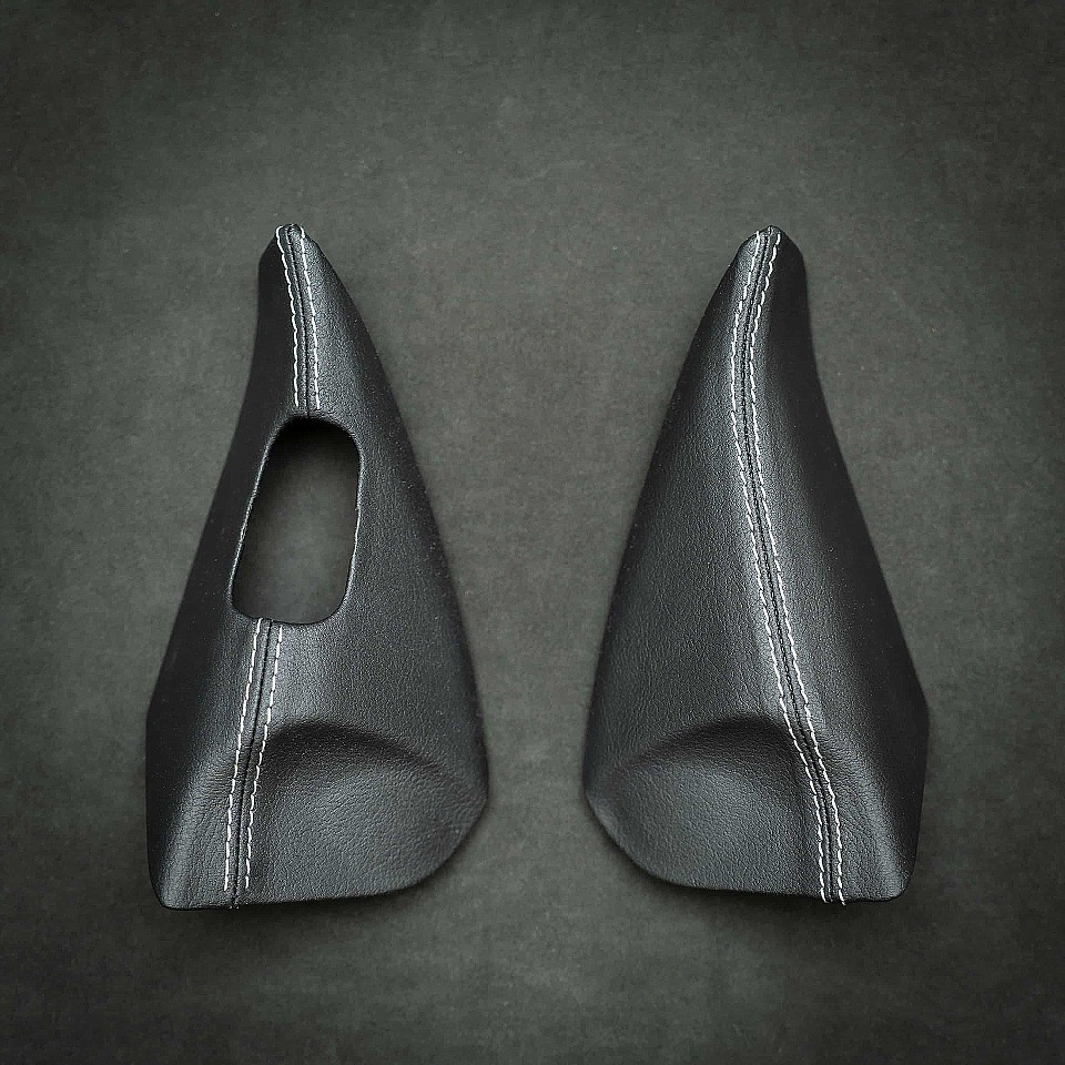 Mirror triangle trim leather with white stitch Saab 9 3 II (XT INT028