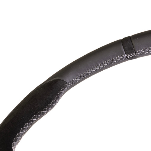 Maptun leather Steering wheel 9-3 II 2006- Flat bottom White Stitch Alcantara