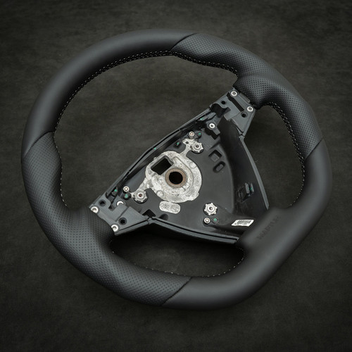 Maptun Leather Steering wheel 9-3 II 2006- Flat bottom Grey Stitch (01-50305FBGS)