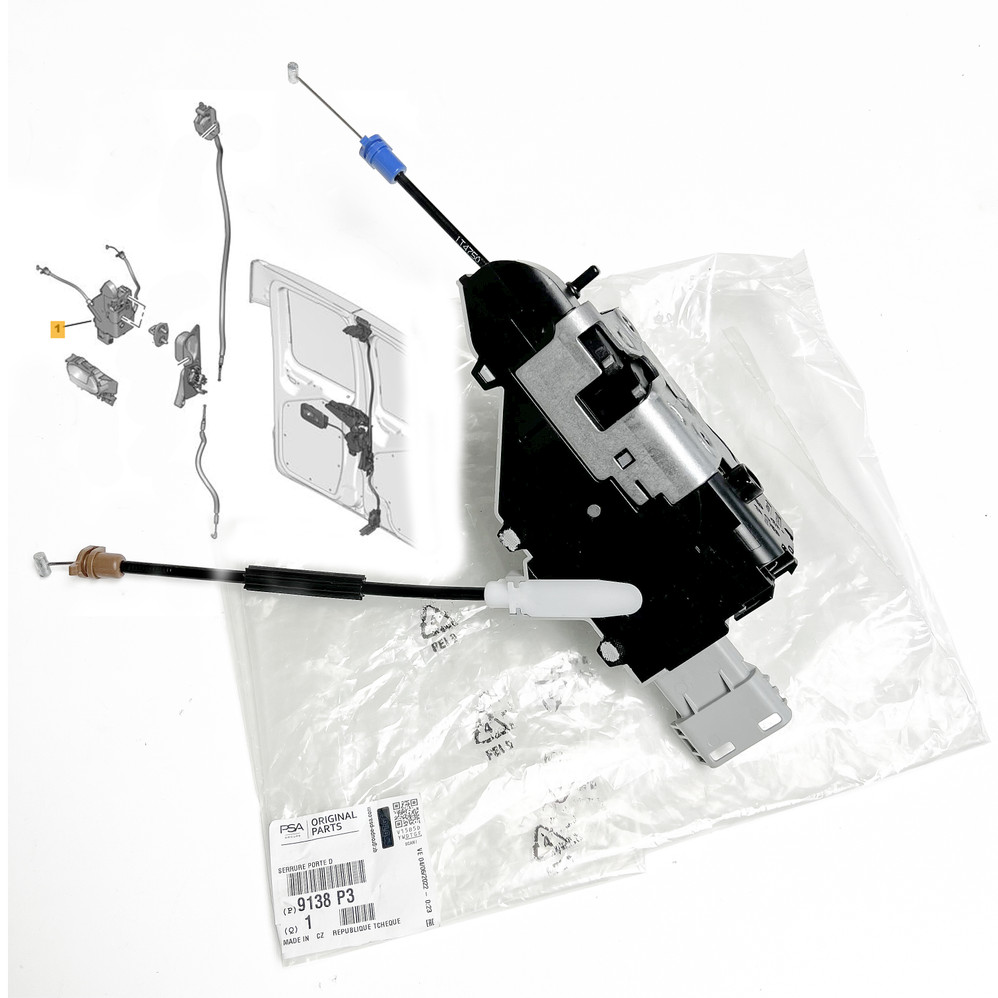 OEM Rear Right Door Lock Mechanism, Peugeot Citroen Fiat