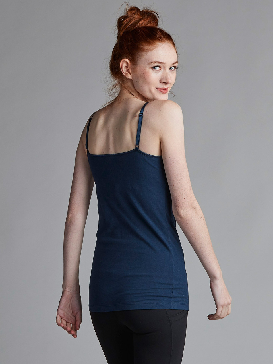 Navy blue camisole with built in sale bra