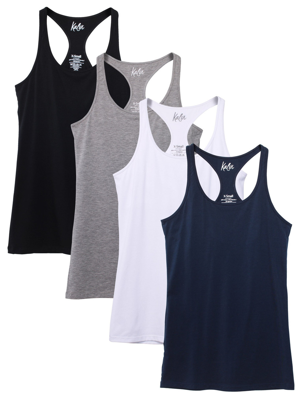 Kalon Women's 4-Pack V-Neck T-Shirt Base Layer (X-Small, 4PK Black) at   Women's Clothing store