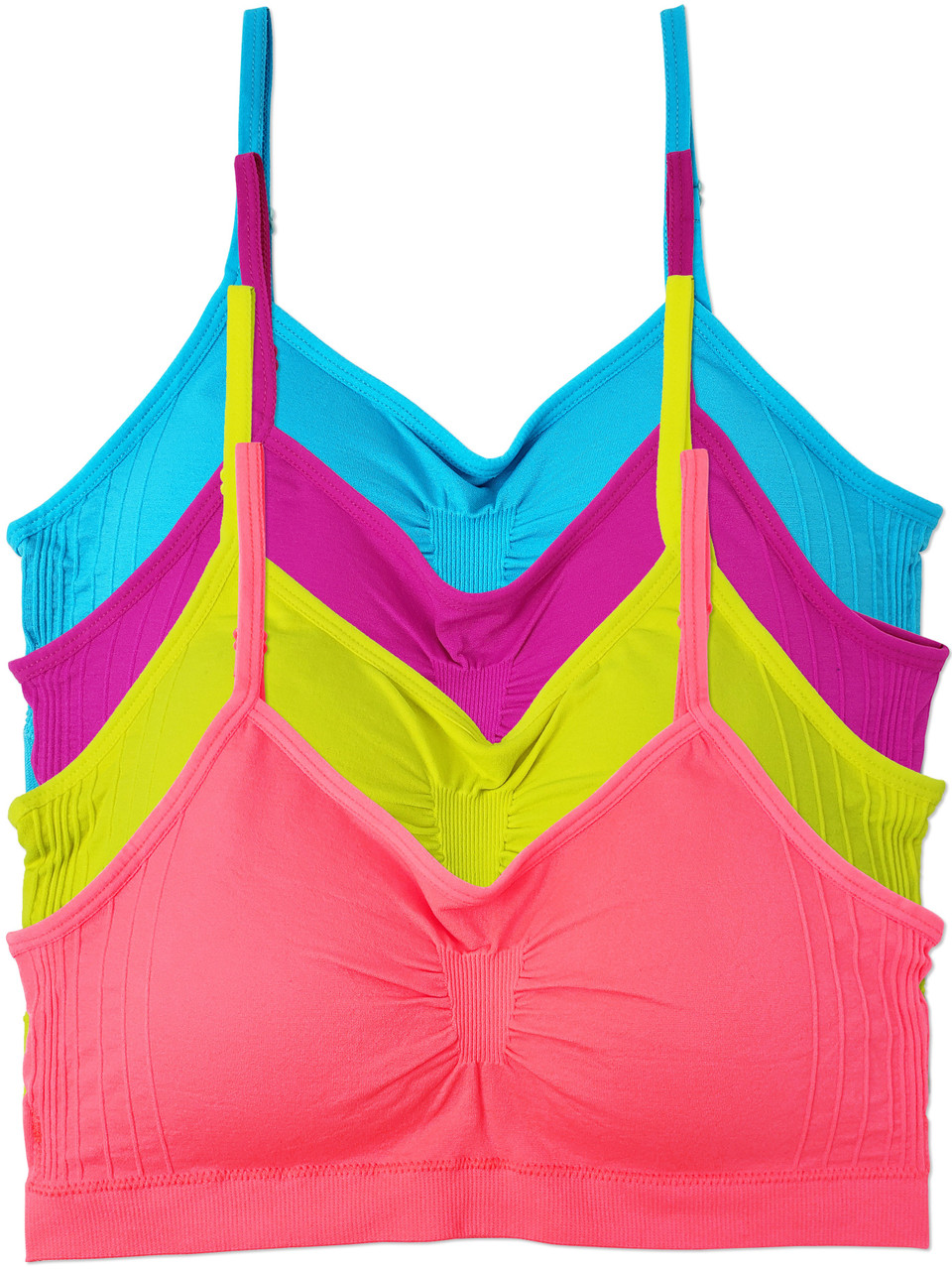 Stretch-to-Fit Patterned Cami Bra 4-Pack for Girls