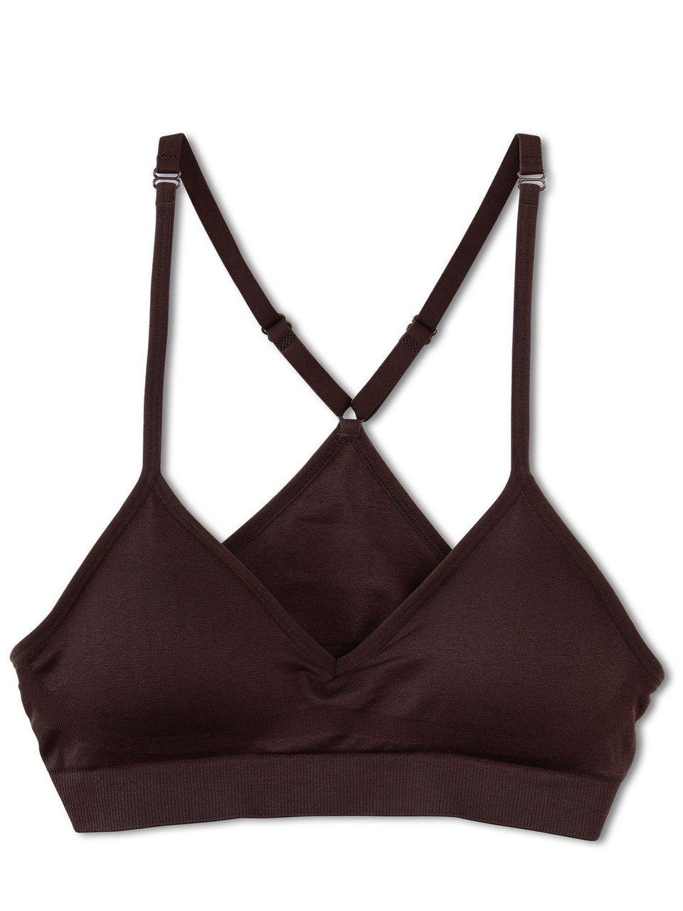 Contrast Underband Sports Bra with V Back Strap Detail