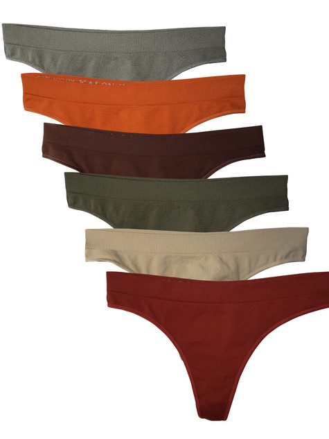 6 Pack Nylon Spandex Thong Underwear