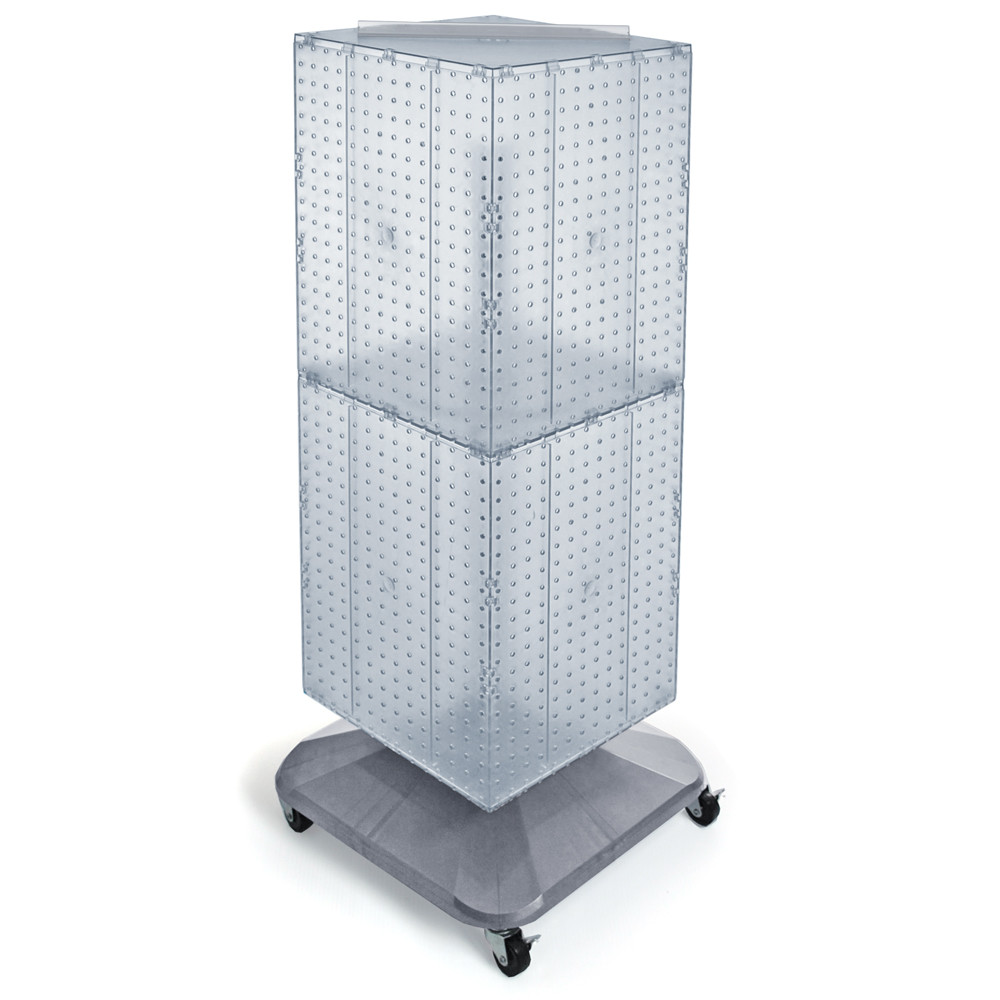 Azar Displays 701465-CLR 64 In. H X 14 In. W Interlock Pegboard Tower On A Revolving Base With Wheels In Clear