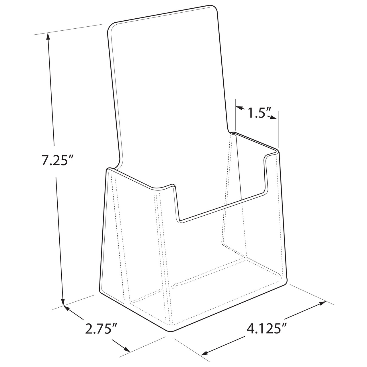 Trifold Brochure Holder. Inside Dimension: 4.125