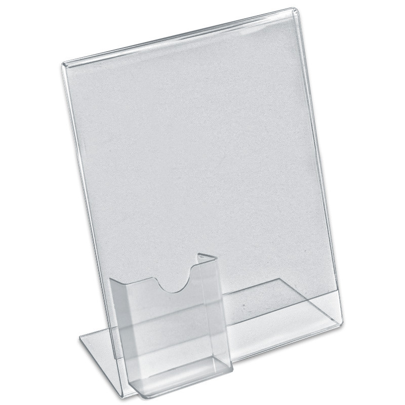 Clear Acrylic Angled L-Shape Sign Holder Frame with Slant Back