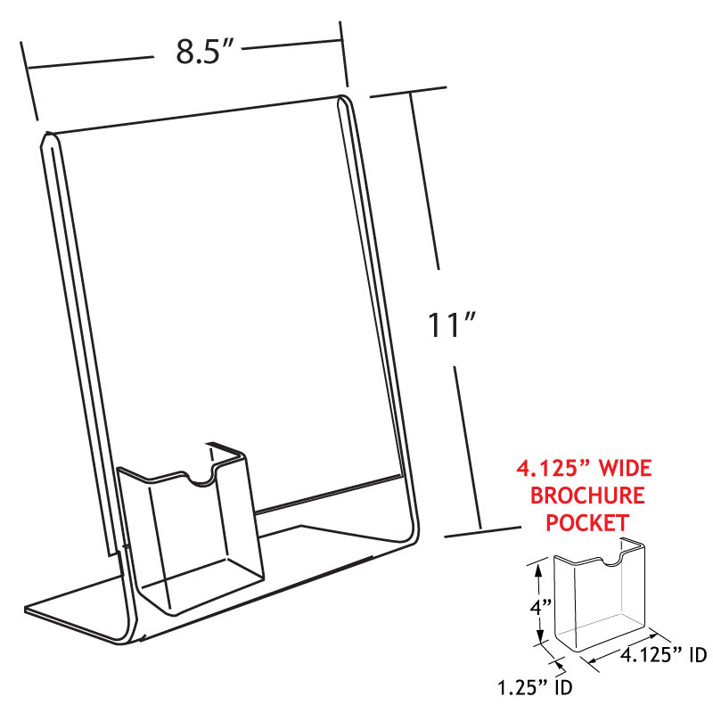 Clear Acrylic Angled L-Shape Sign Holder Frame with Slant Back