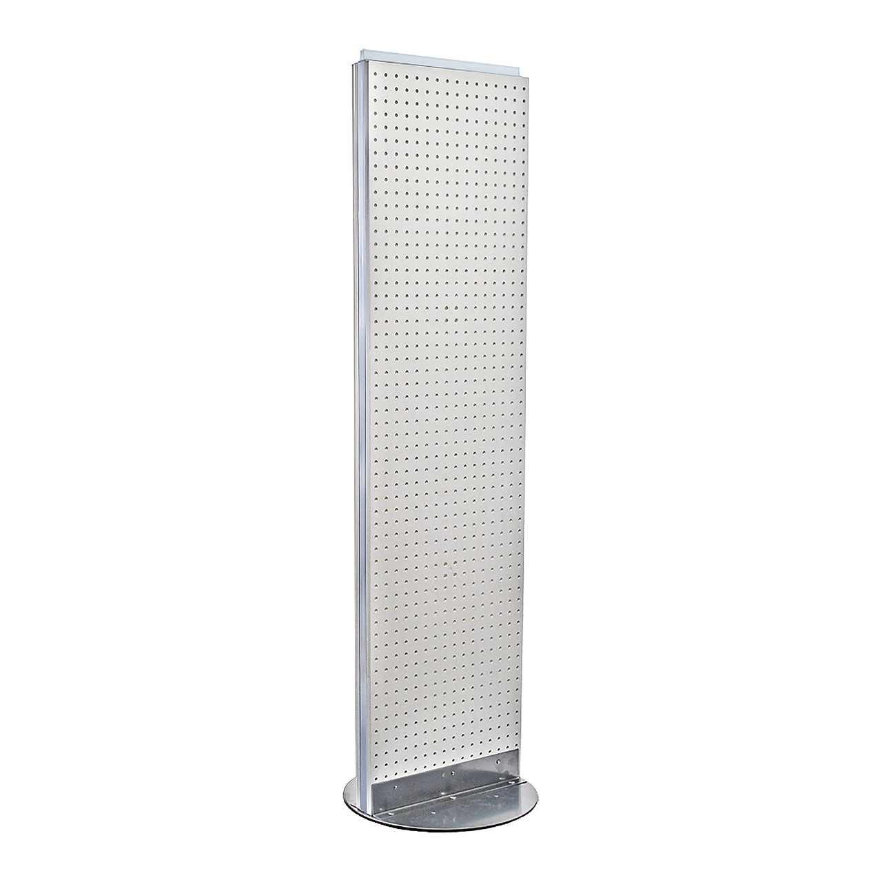 Two-Sided Pegboard Floor Display on Revolving Base. Spinner Rack Stand.  Panel Size: 16