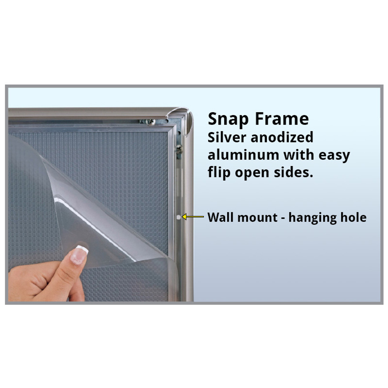 8.5 x 11 SILVER SNAP-OPEN ALUMINUM POSTER FRAME