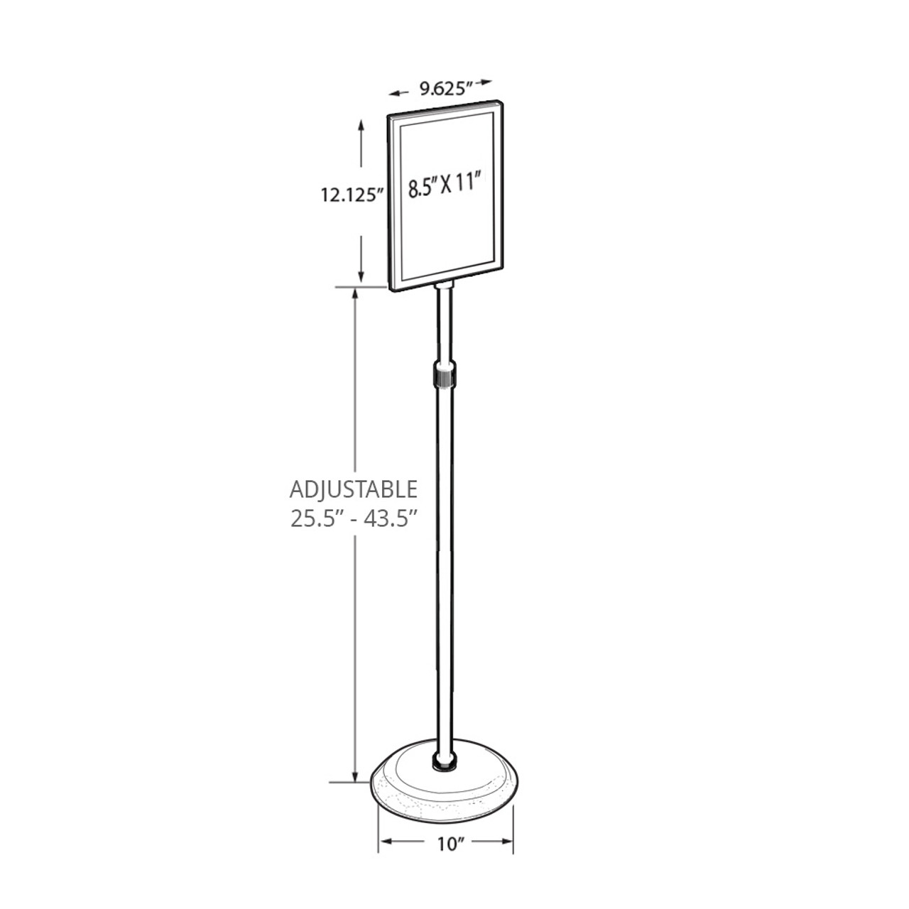 Azar Displays 300863 8.5X11 Pedestal Two-Sided Sign Holder Stand on