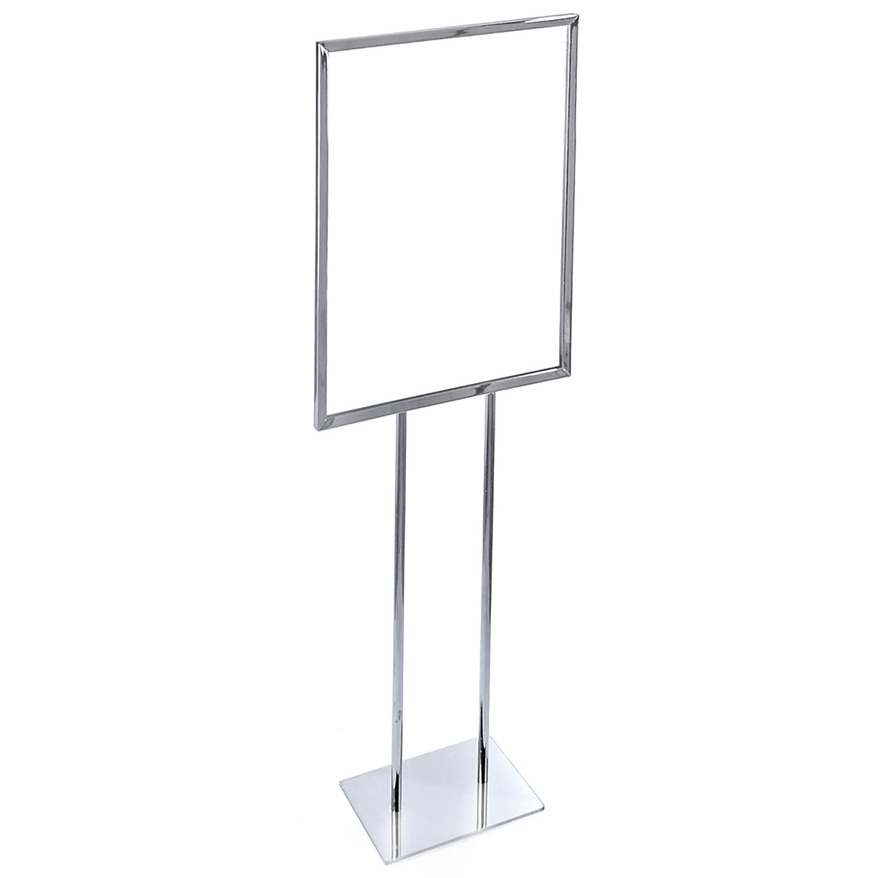 Chrome Panel Poster Stand on Narrow Base - Azar Displays