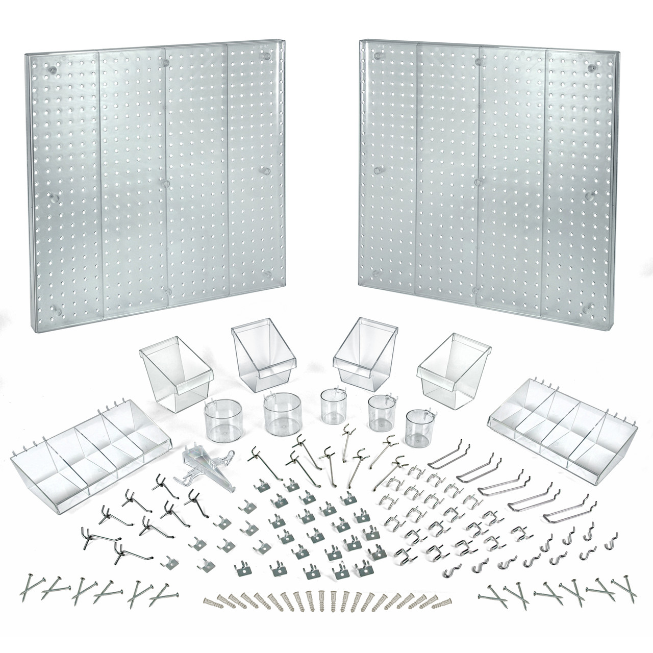Azar 225592 Espositore A Due Livelli Per Pannelli Forati E Slatwall - 12 Tazze Rimovibili, Per Pennelli, Trucco E Forniture Da Ufficio
