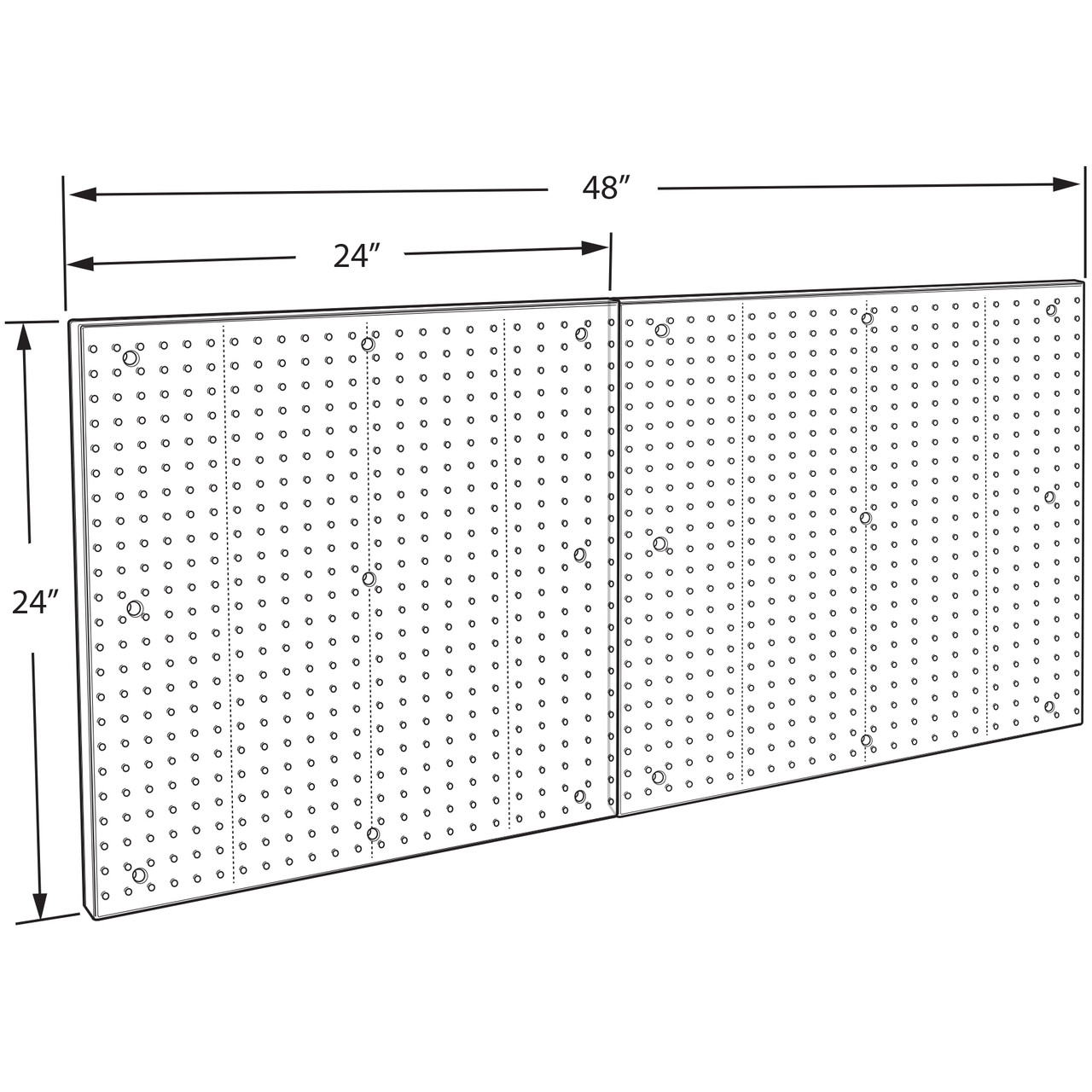 Azar Pegboard Pannello Da Parete Forato 1 Lato – Nero, Confezione 2 Pezzi, Plastica Resistente, Fori Da 2,5 Cm