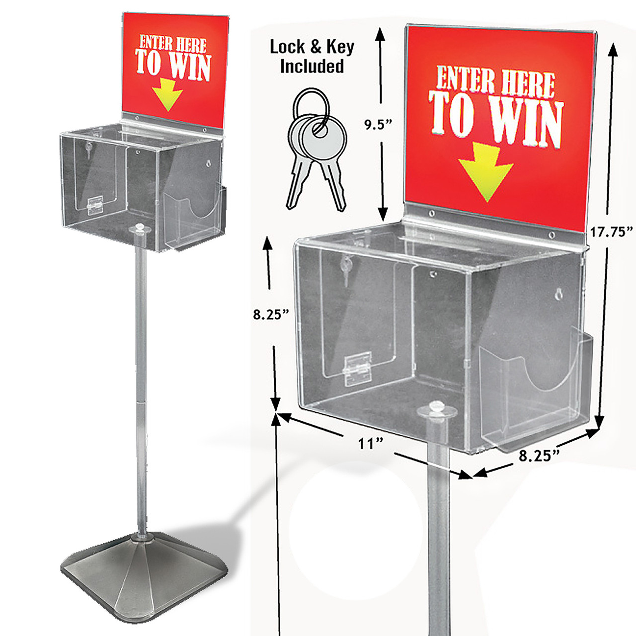 Extra Large Suggestion Box with Lock and Keys on Pedestal. Color
