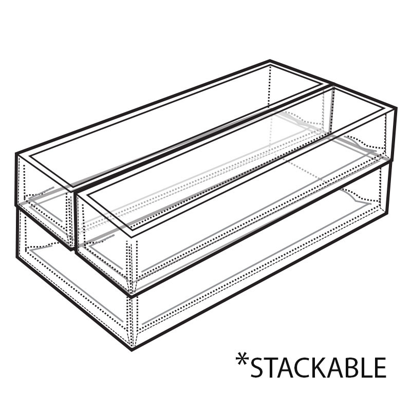 Deluxe 3 Piece Clear Acrylic Tray Set, Two Narrow Rectangle Trays