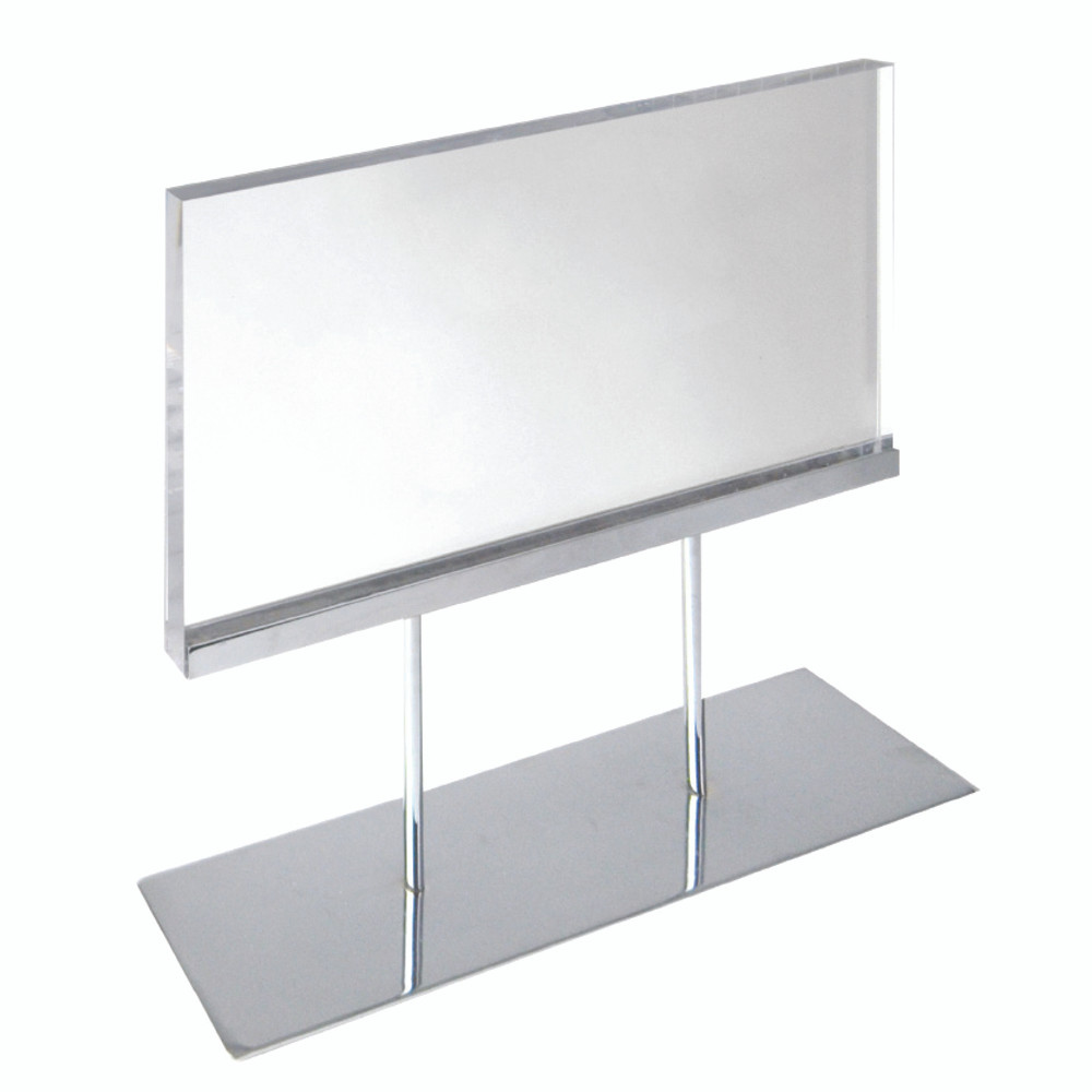 The Elite Series: Large Acrylic Block Sign Holder on Chrome Stand