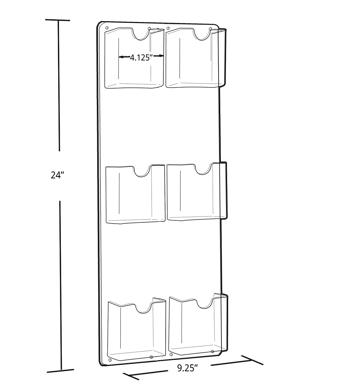 Six-Pocket Vertical Trifold Wall Mount Brochure Holder, 2-Pack Azar  Displays