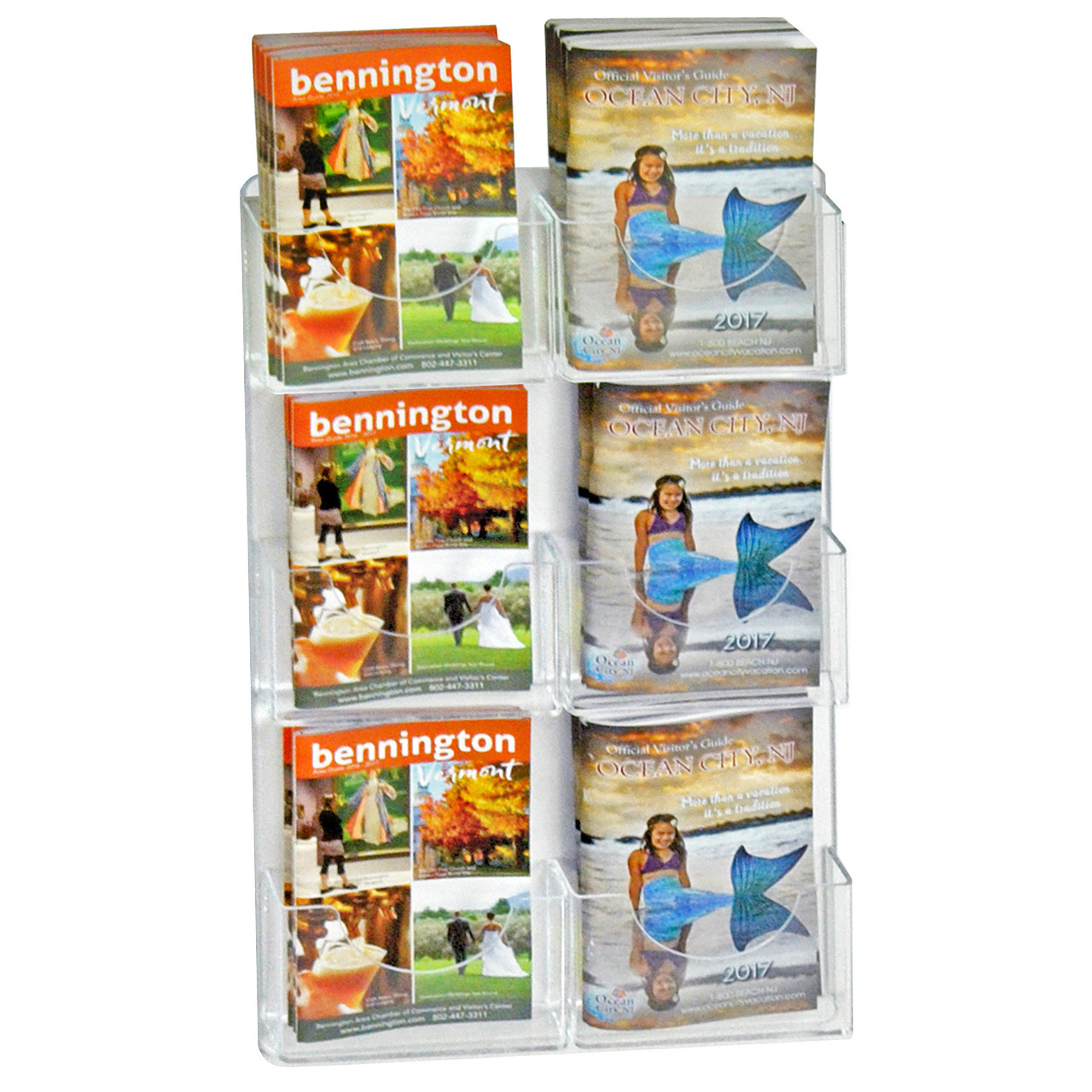 Six-Pocket Wall Mount Bifold Brochure Holder, 2-Pack Azar Displays