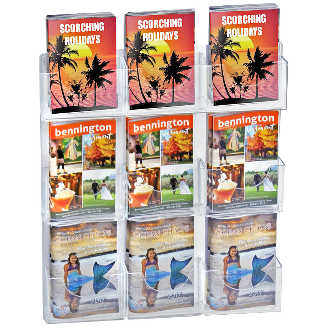Nine-Pocket Wall Mount Bifold Brochure Holder, 2-Pack - Azar Displays