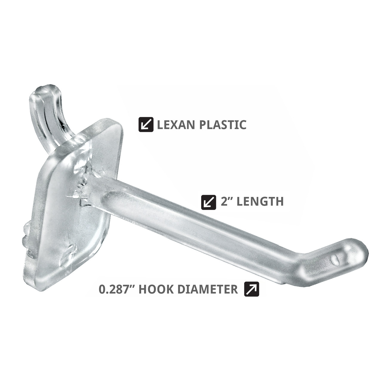 6 Glass-Filled Nylon Hook: 0.287 Diameter, 50-Pack - Azar Displays