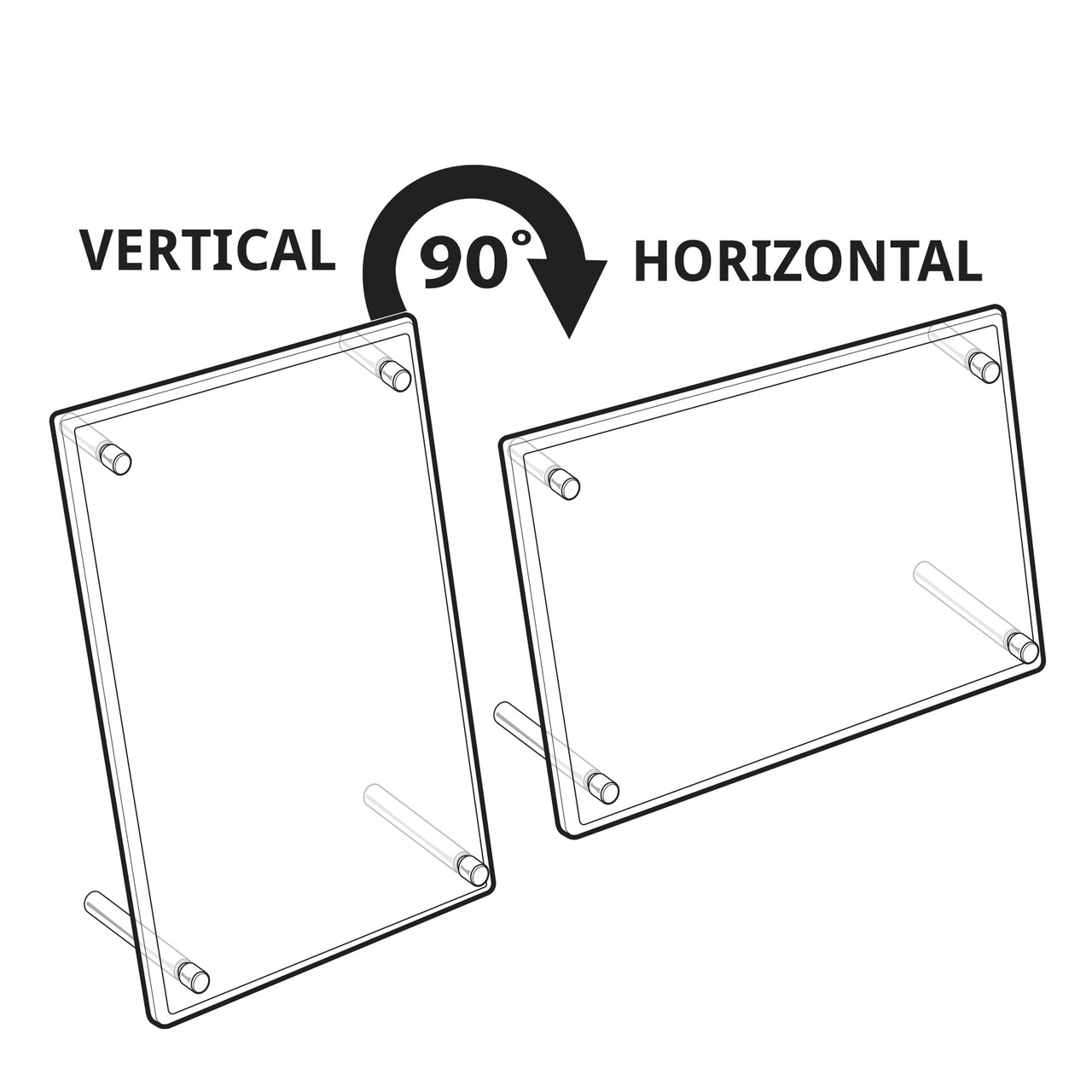Beveled Edge LFrame Acrylic Sign Holder 8.5"W X 11"H, 2Pack Azar