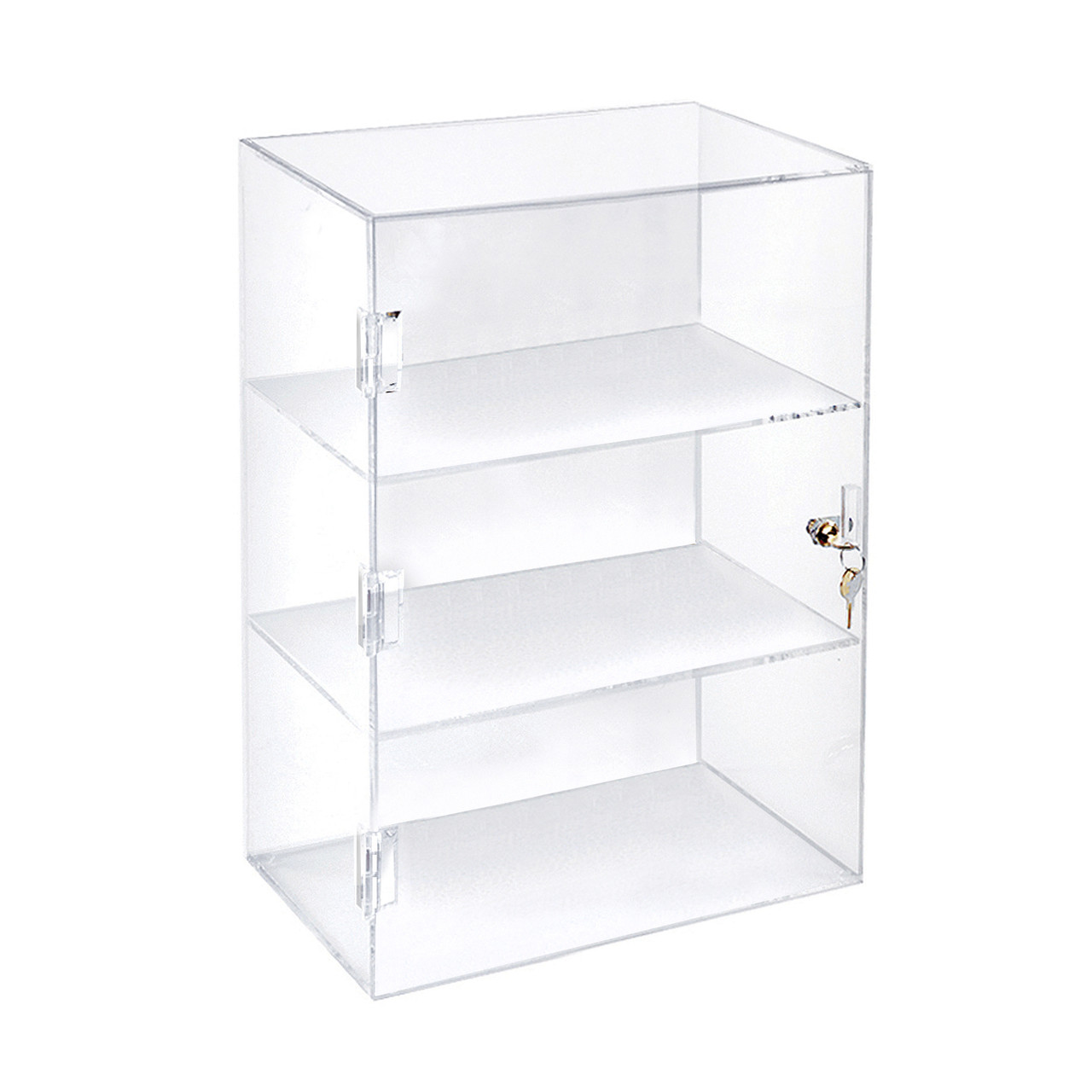 Acrylic Lockbox Countertop Display Case w/ 2 Shelves 12.375