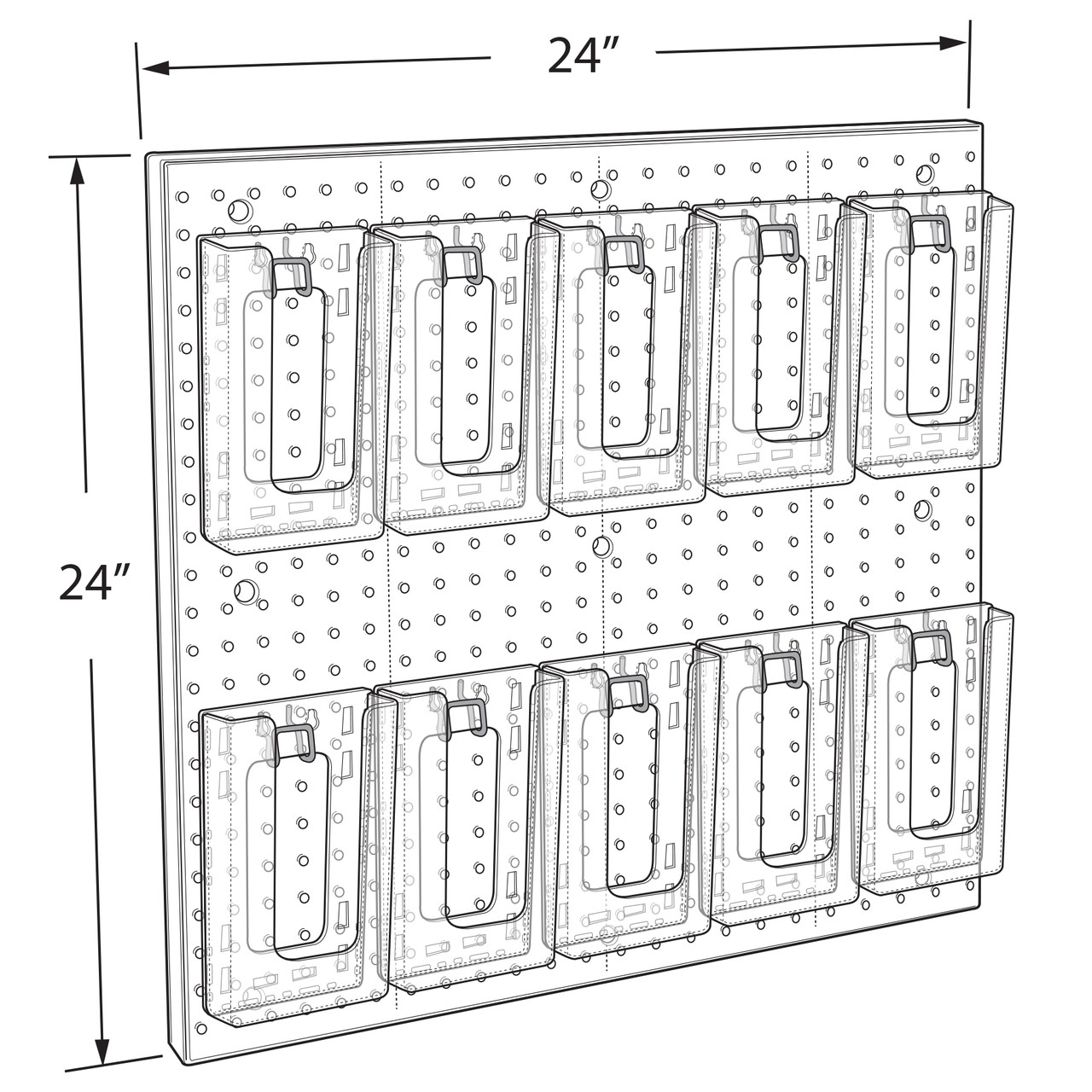 10 Pocket Trifold Size Pegboard Wall Brochure Holder Azar Displays