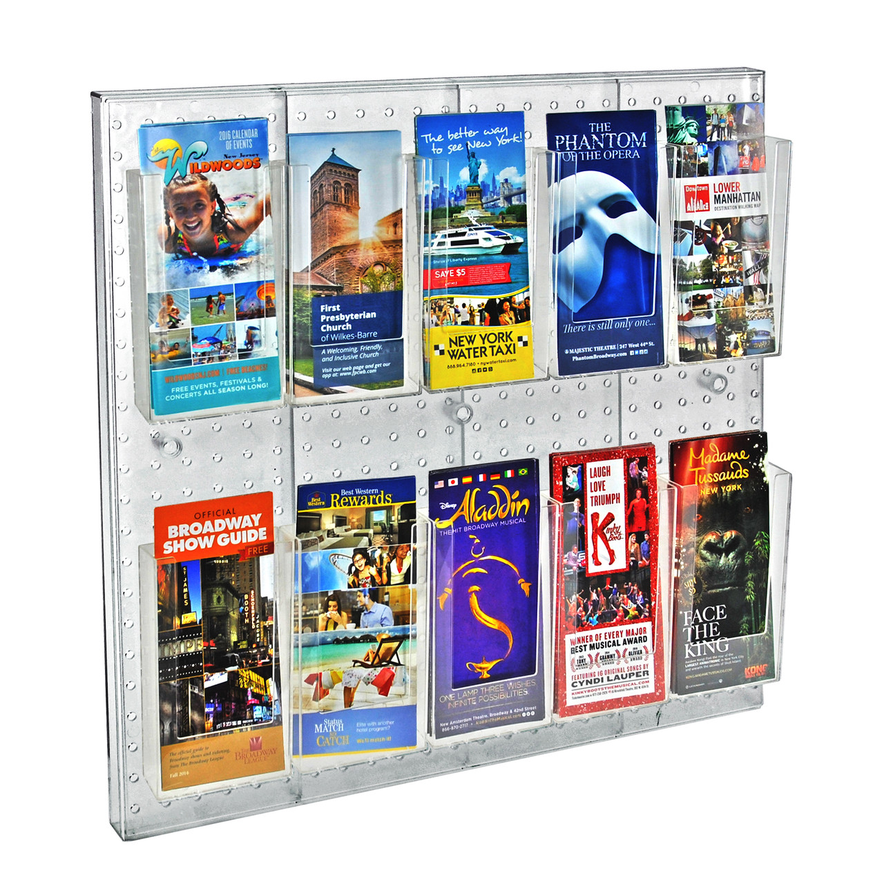 10 Pocket Trifold Size Pegboard Wall Brochure Holder Azar Displays