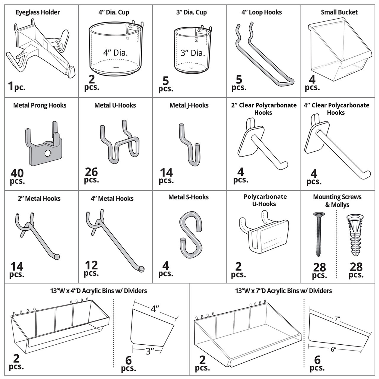 Azar International Pegboard Organizer Accessory Kit - Thumbnail 2
