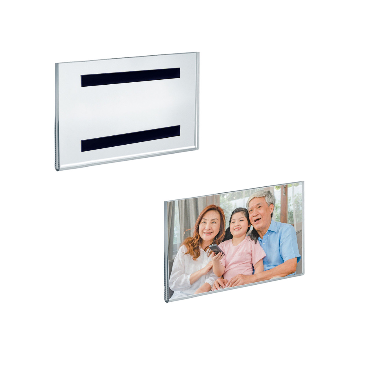 5x7 Magnet Picture Frame Set of 5, Clear Double Sided Magnetic Self Standing