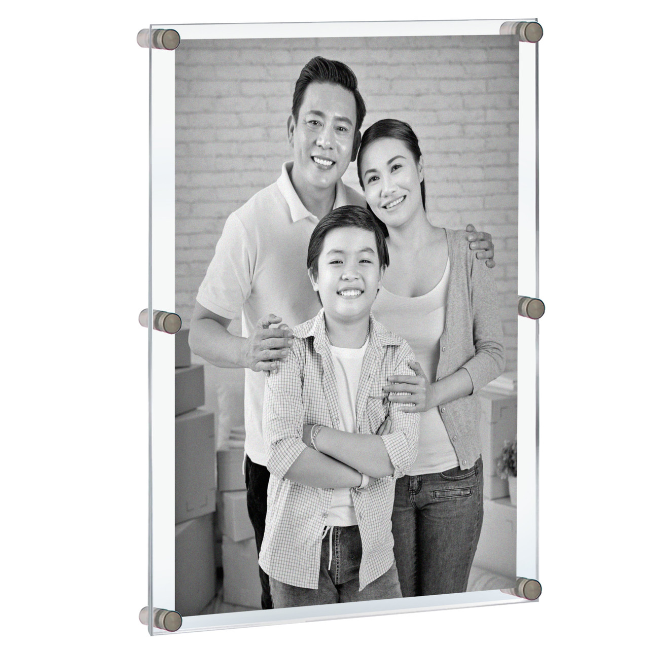 Floating Acrylic Wall Frame with Silver Stand Off Caps: 30