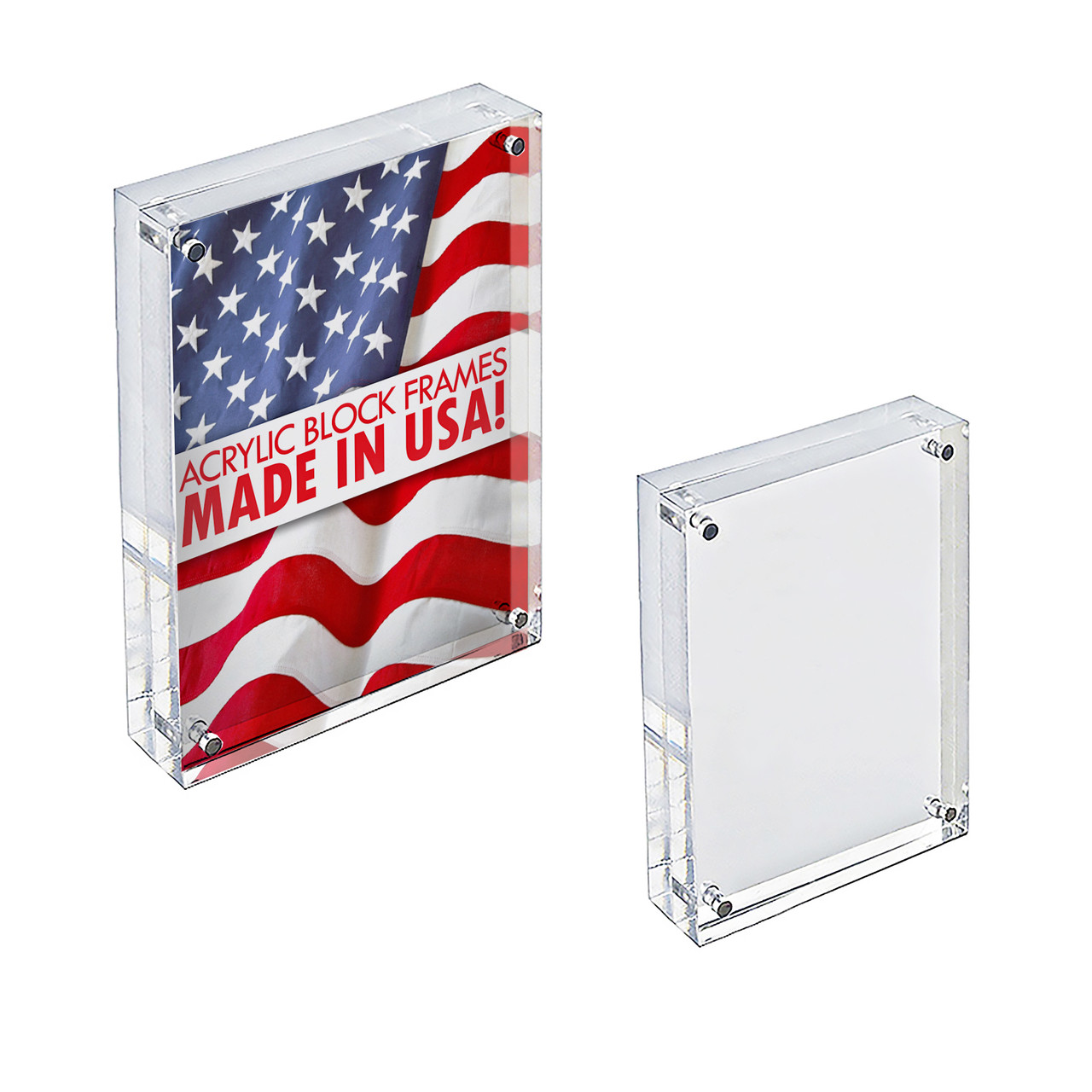 Clear Acrylic Magnetic Photo Block Frame Set with 4x6 and 5x7 size Frames,  GIFT SHOP