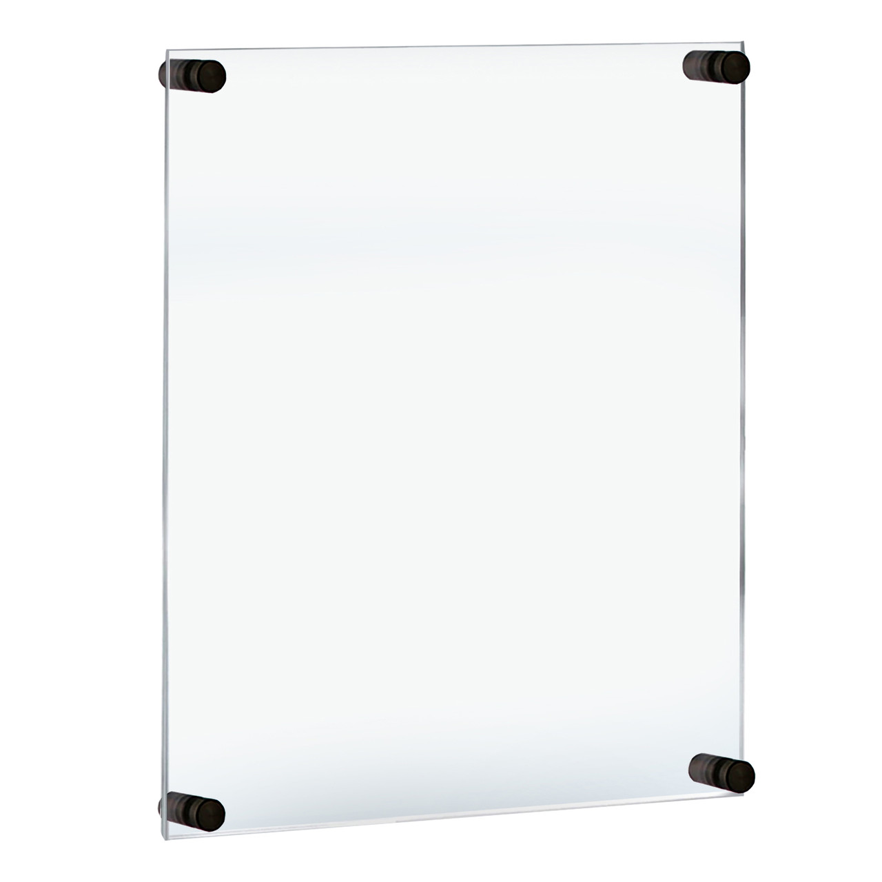 Floating Acrylic Wall Frame with Black Stand Off Caps: 17" X 22" Graphic  Size, Overall Frame Size: 21" X 26" Azar Displays