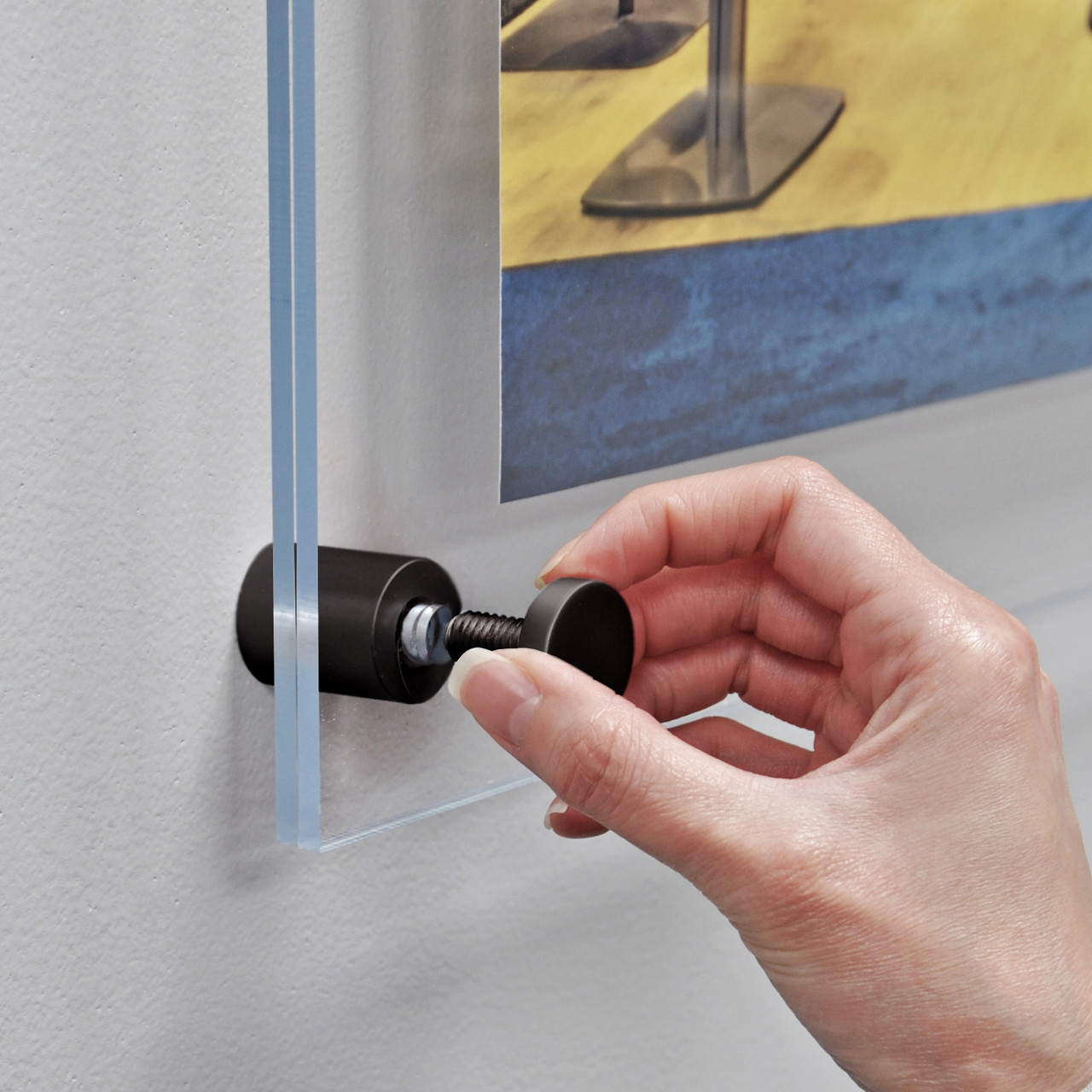 Floating Acrylic Wall Frame with Black Stand Off Caps: 11