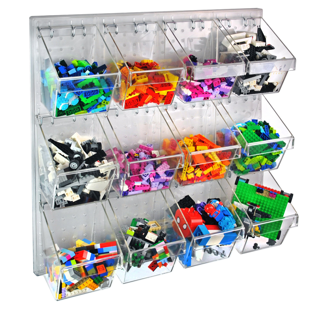 12 Small Bucket Peg Wall Accessory Organizer Set 24