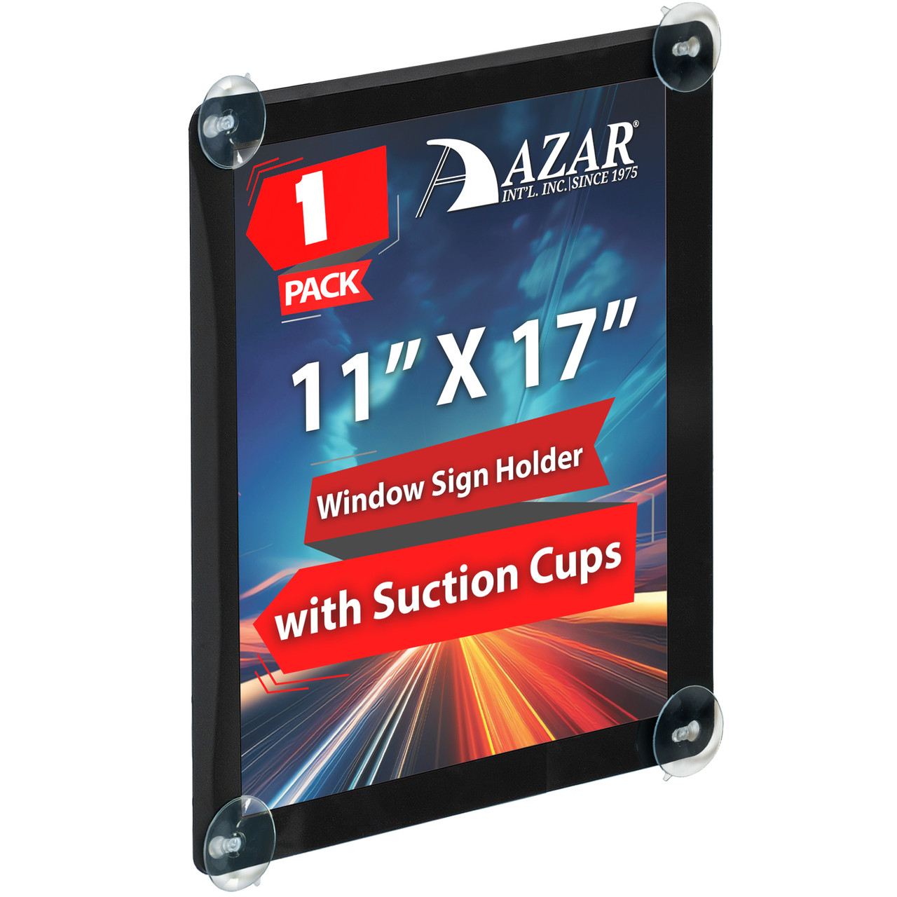 Black Window Sign Holder Frame with Suction Cups 11” x 17”