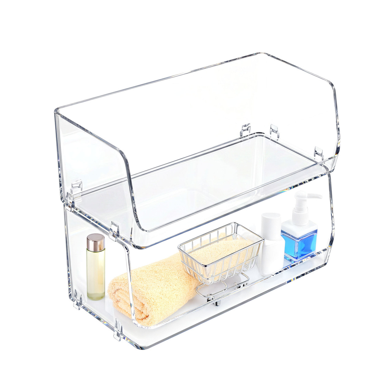 Large Wide Clear Stackable Bin, 2-Pack