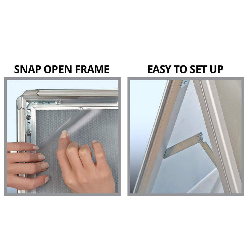 Small Silver Snap Open A-Frame Double-Sided Indoor/Outdoor