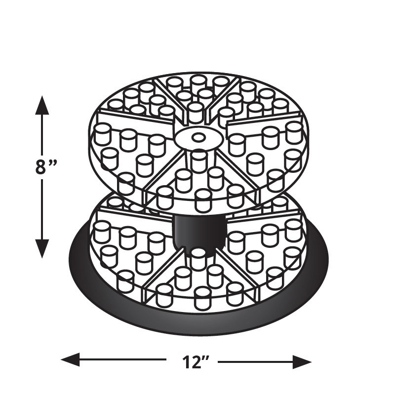 Two Tier Revolving Display 8"H x 11"Dia. - round slot 1"dia - Azar Displays