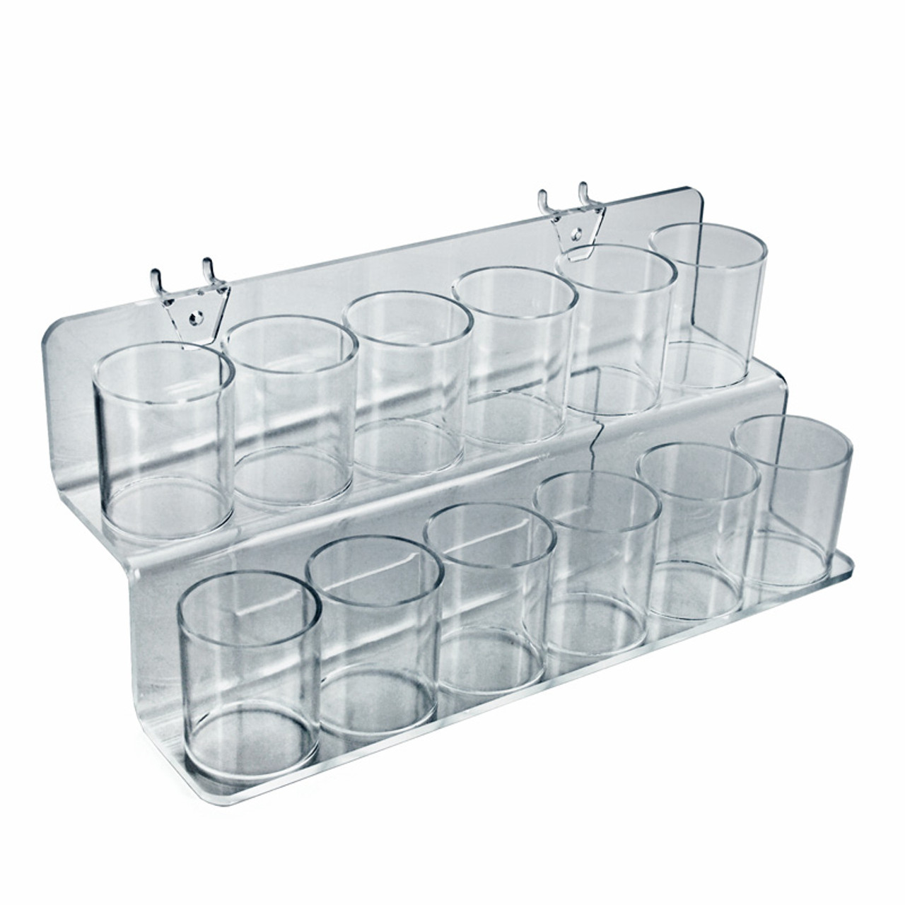 Large Clear Plastic Molded Bucket, Storage Container Bin for Pegboard,  Slatwall, or Counter with 2 Metal U-Hooks, Size: 8W x 9D x 9H, 4-Pack -  Azar Displays
