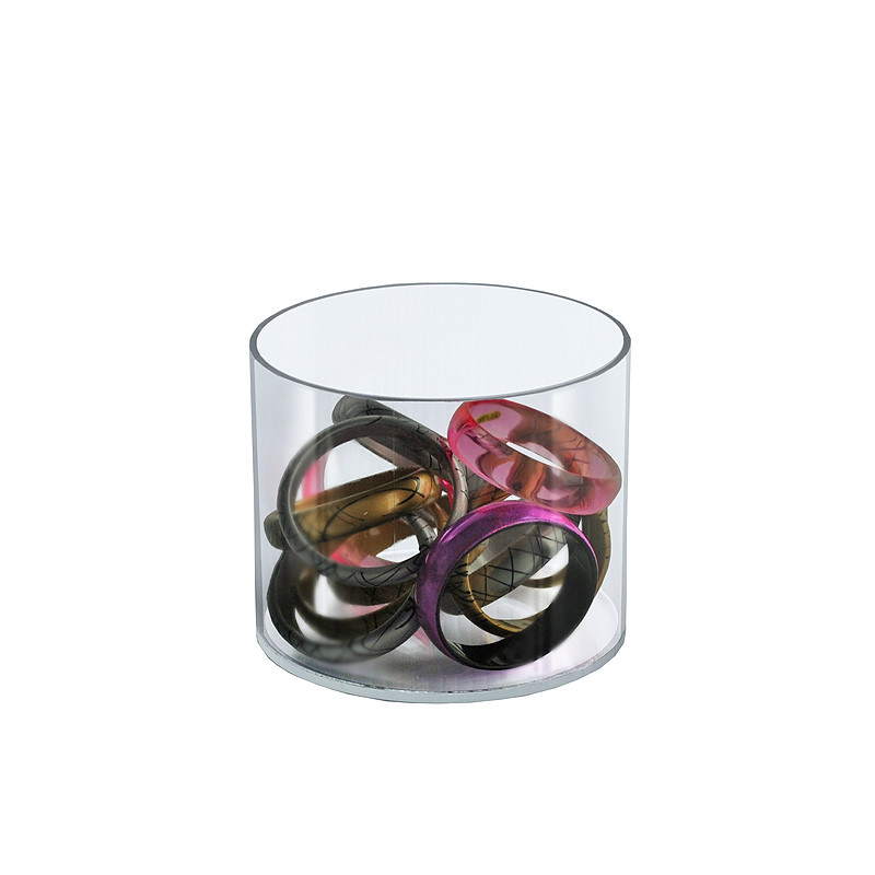 Clear Acrylic Cylinder Display, Plastic Round Container and Riser, 6