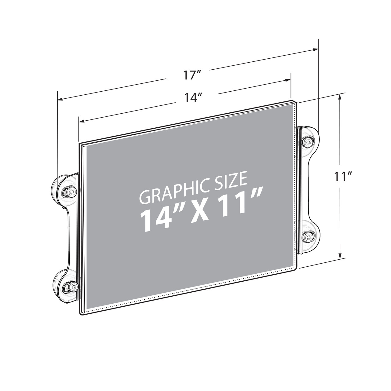 Azar Displays 106612 Pack 11" W by 14" H Acrylic Sign Holder with Suction C - 2
