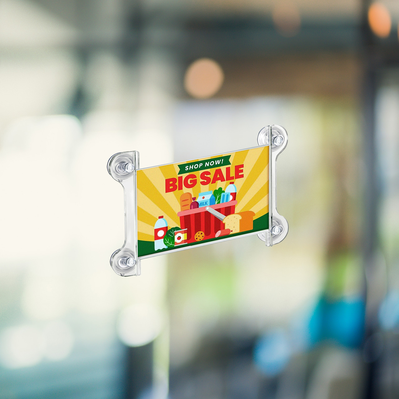 Clear Acrylic Window/Door Sign Holder Frame with Suction Cups 8.5