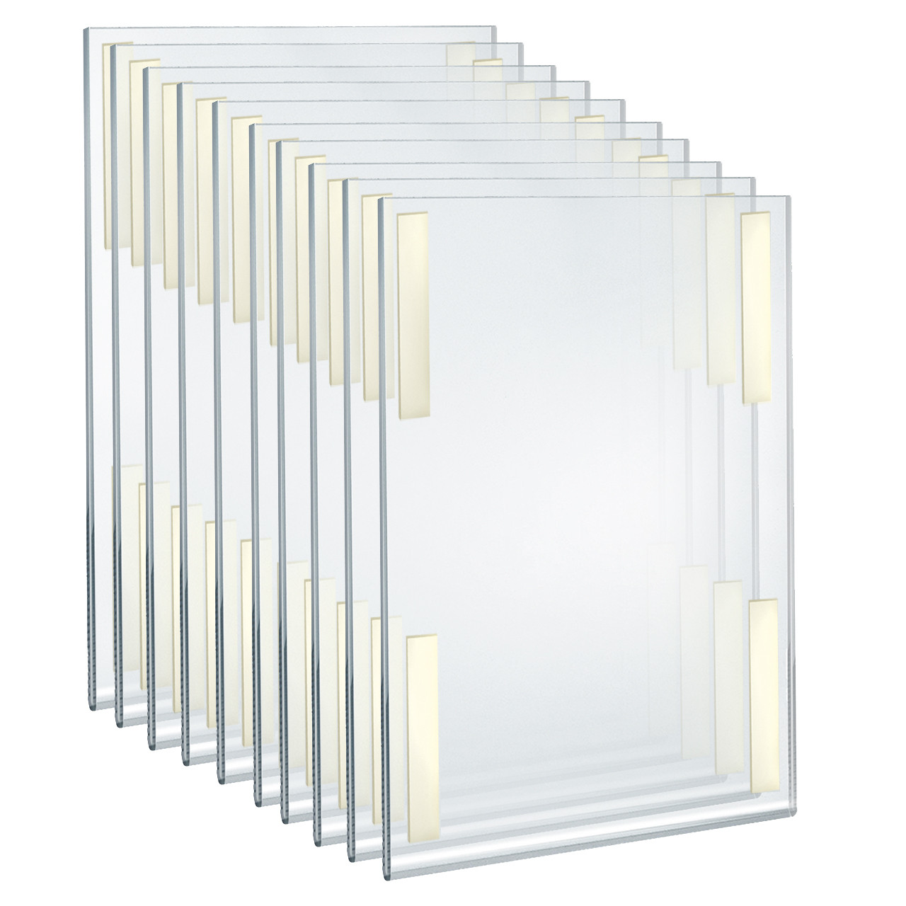 Self Adhesive Clear Acrylic Wall Sign Holder Frame 11" W x 17" H - Portrait  / Vertical, 10-Pack