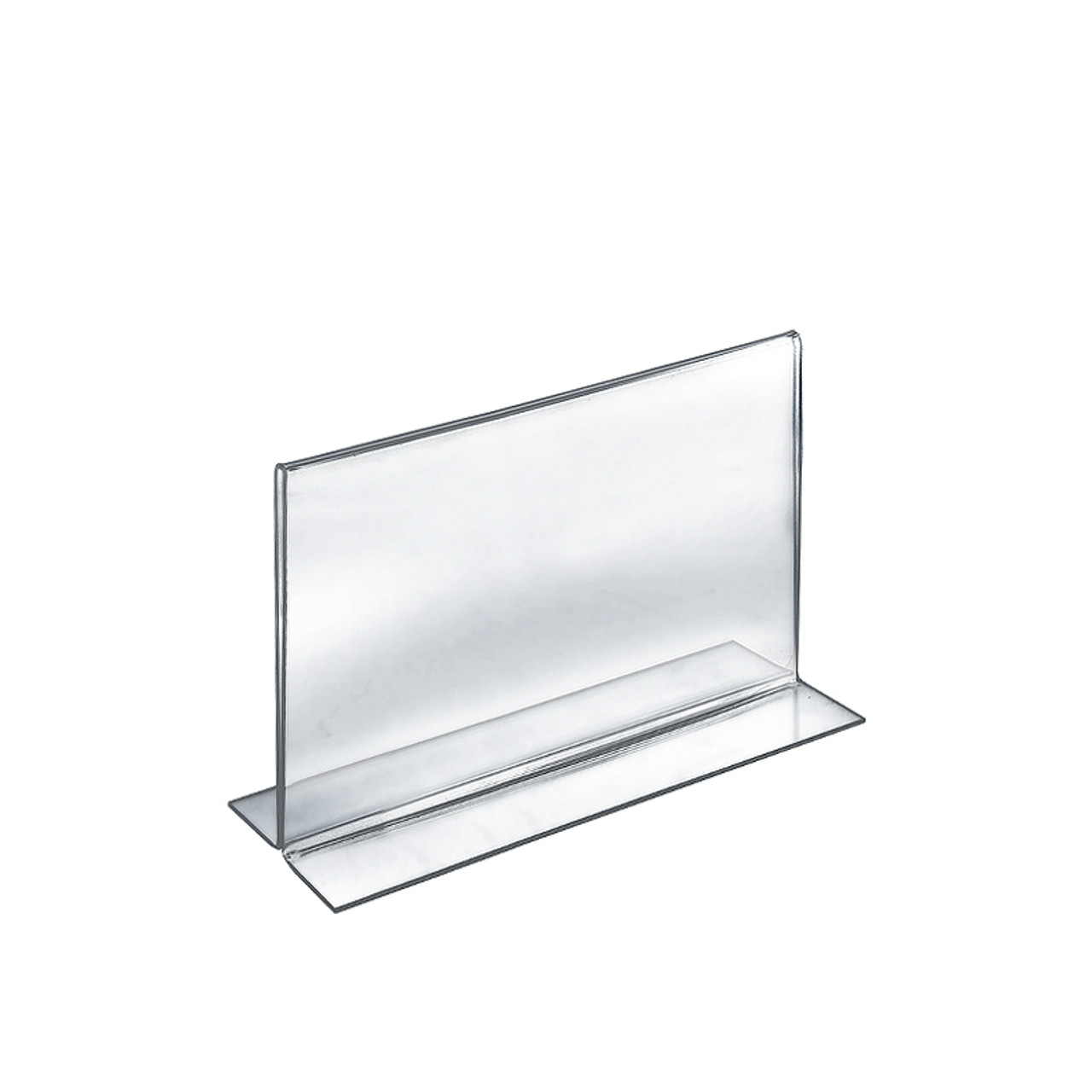 Bottom Loading Clear Acrylic T-Frame Sign Holder 10 Wide x 8''  High-Horizontal/Landscape, 10-Pack - Azar Displays