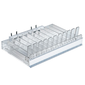2 Pack Azar Displays 225512 10 W x 6 D x 1.25 H 12-Compartment Pusher Tray with Spring Load Tracks and Graphic Insert Holder 